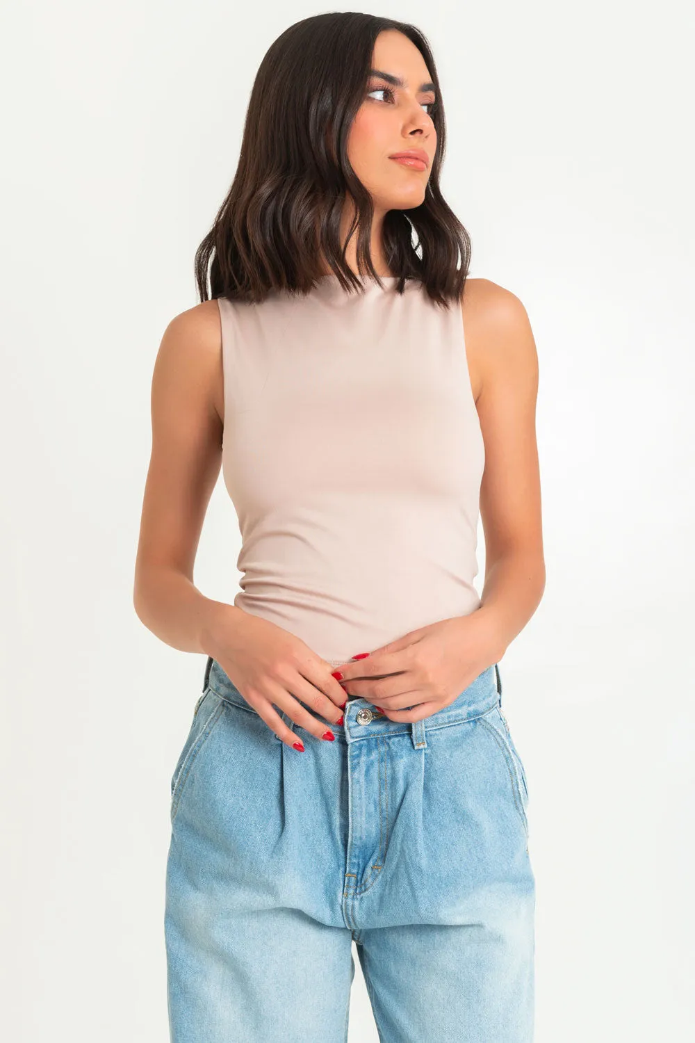 Pantalón de denim wide leg con pinzas