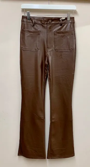 Pantalón Polipiel Flare Marrón
