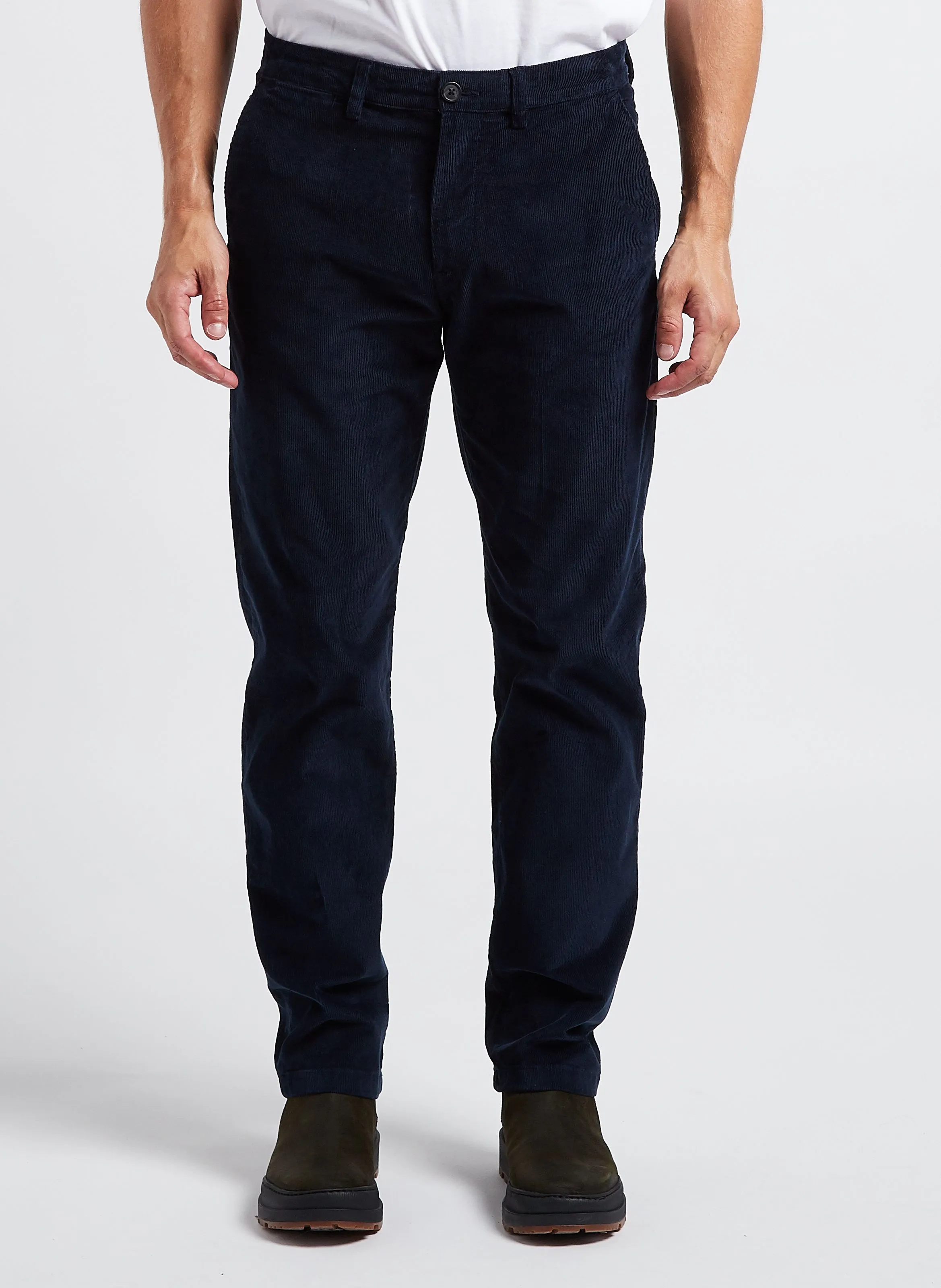 Pantalón recto de terciopelo de mezcla de algodón orgánico en azul