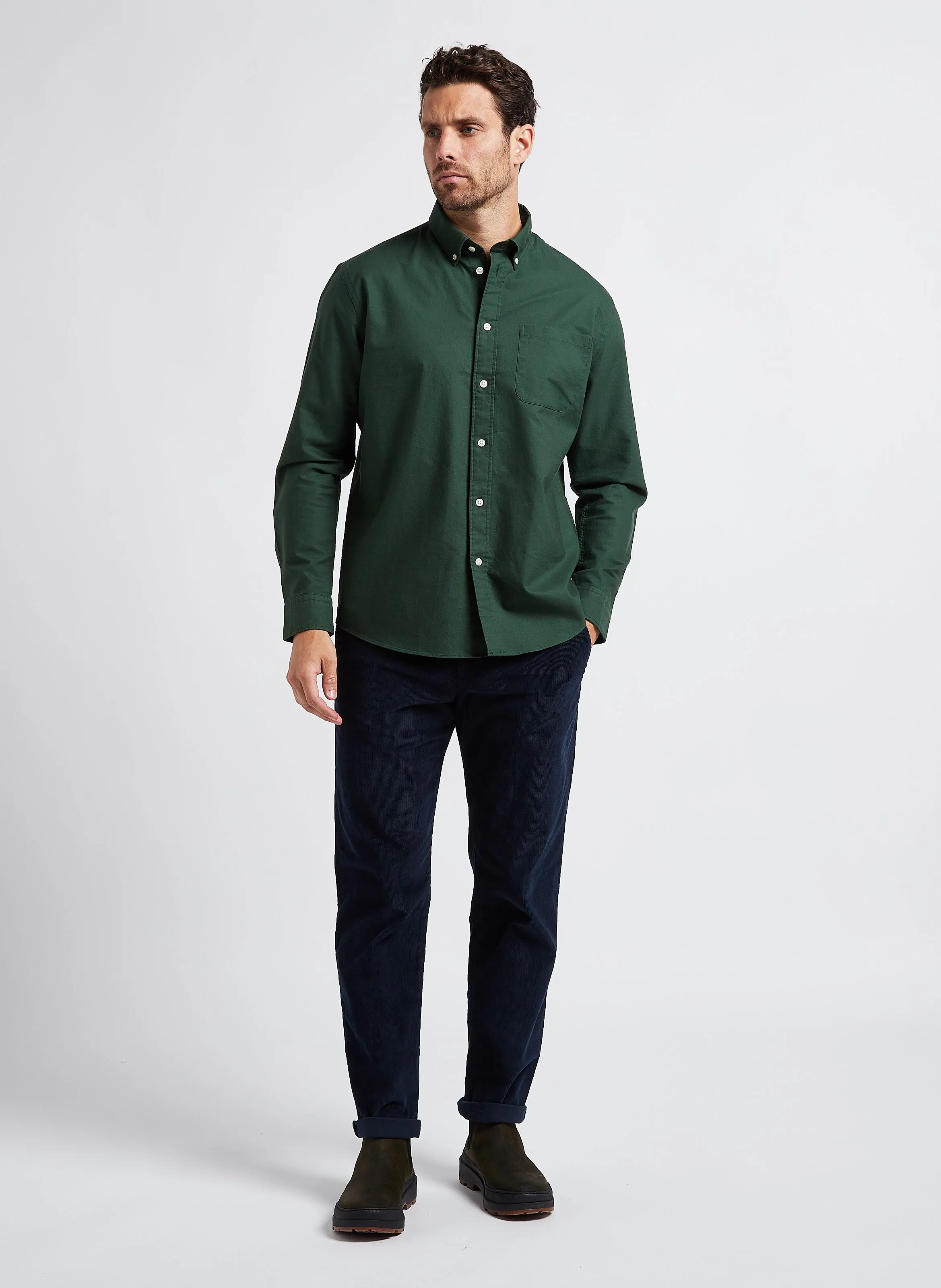 Pantalón recto de terciopelo de mezcla de algodón orgánico en azul