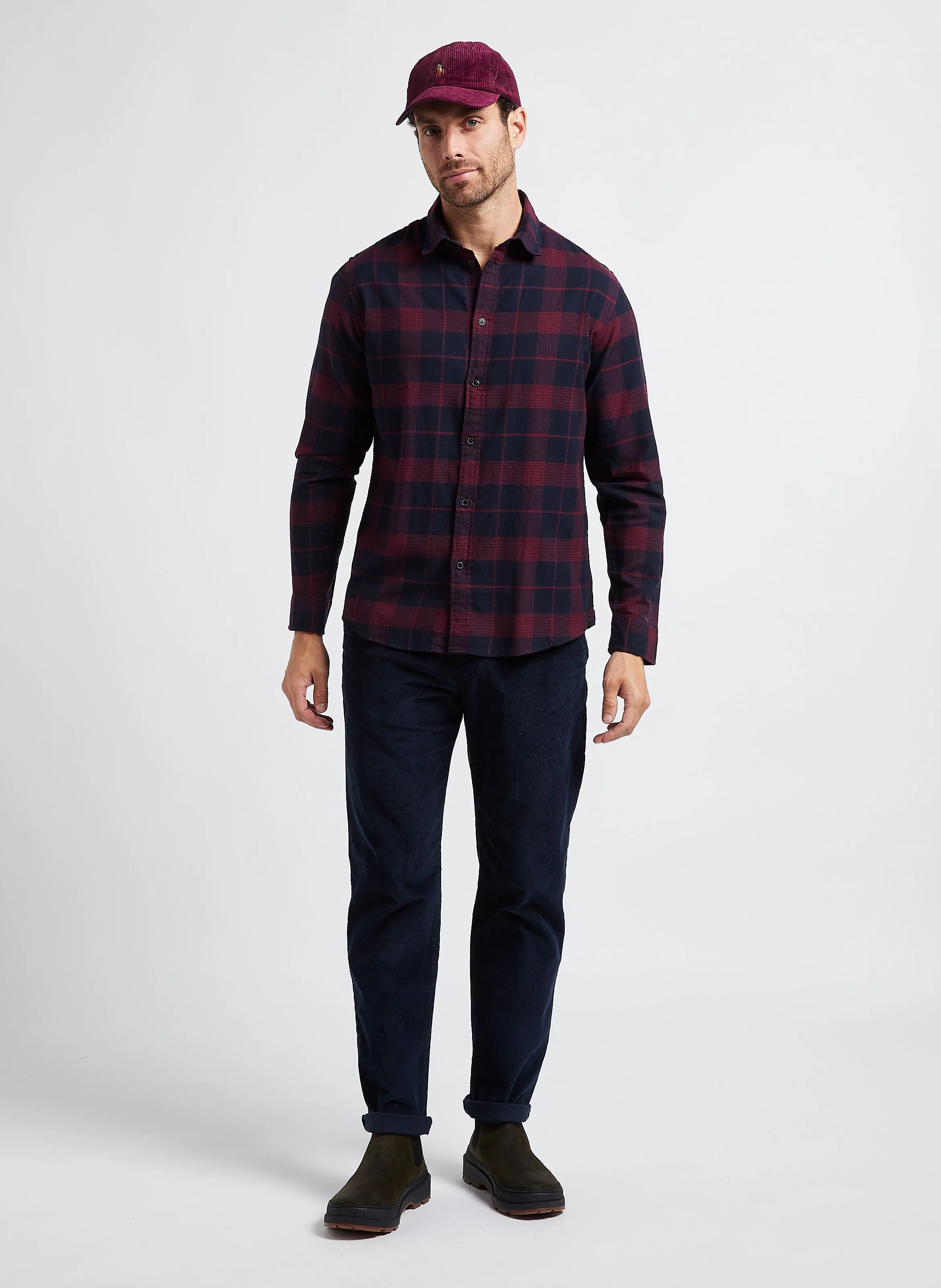Pantalón recto de terciopelo de mezcla de algodón orgánico en azul