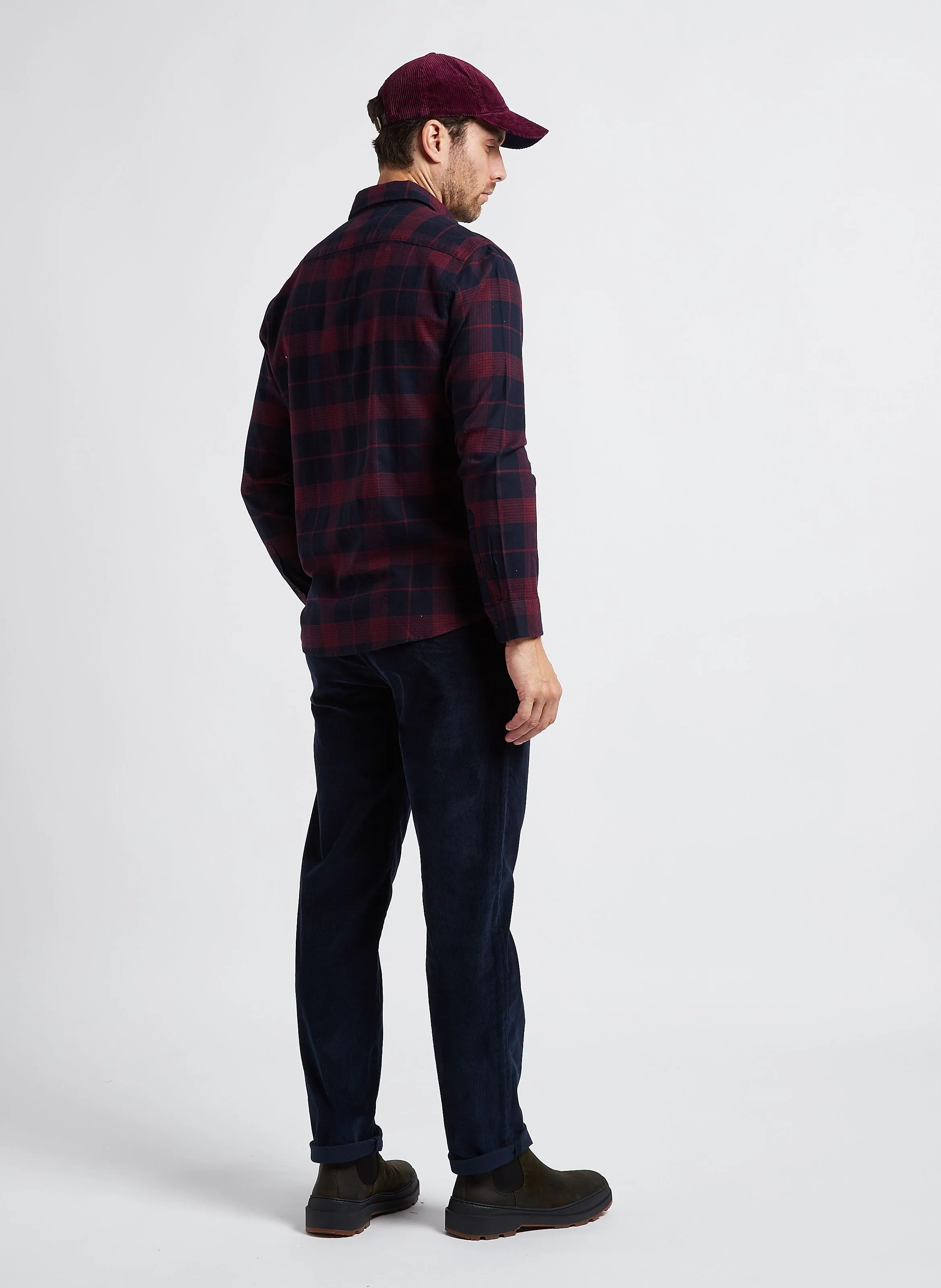 Pantalón recto de terciopelo de mezcla de algodón orgánico en azul