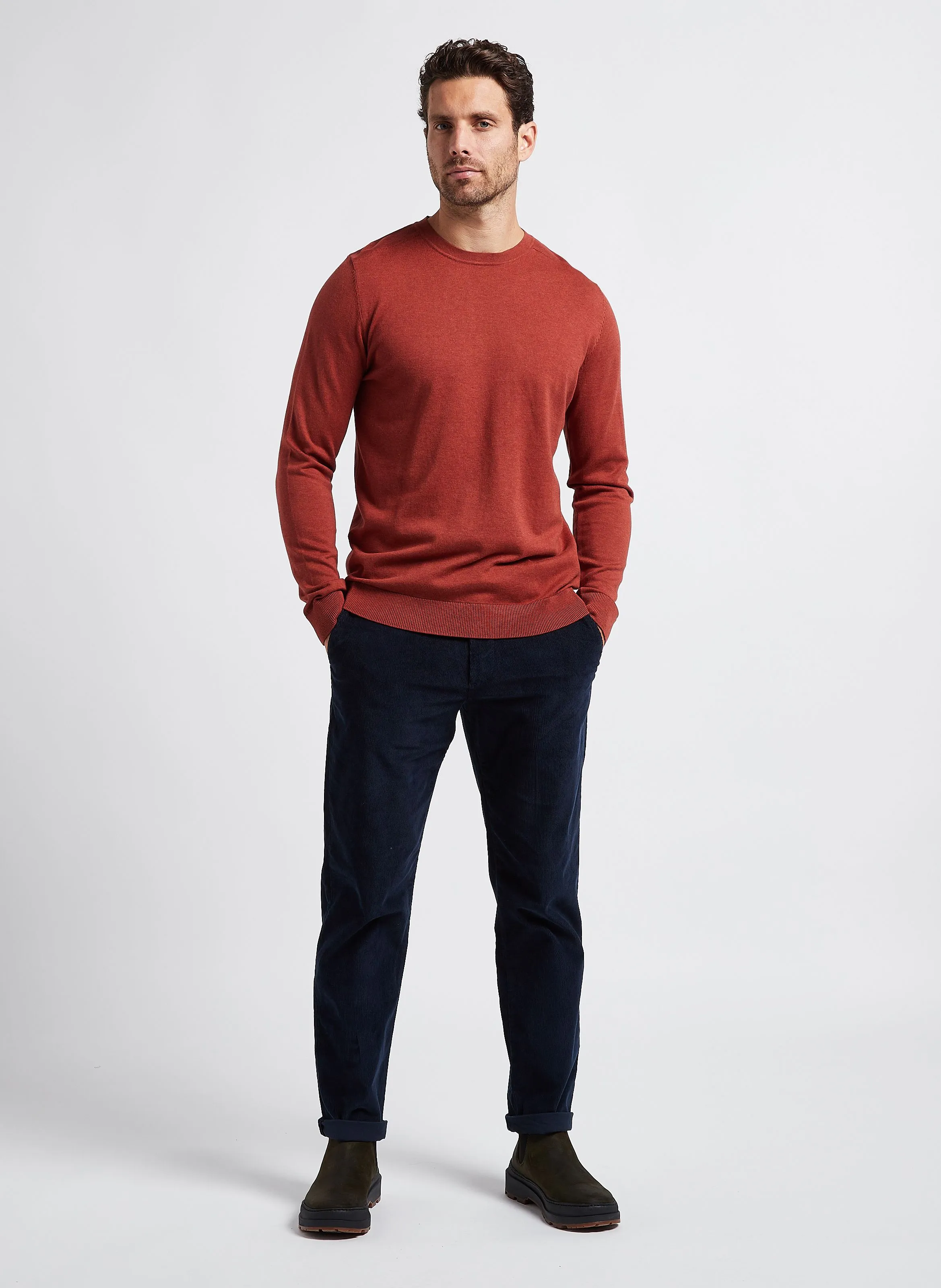 Pantalón recto de terciopelo de mezcla de algodón orgánico en azul