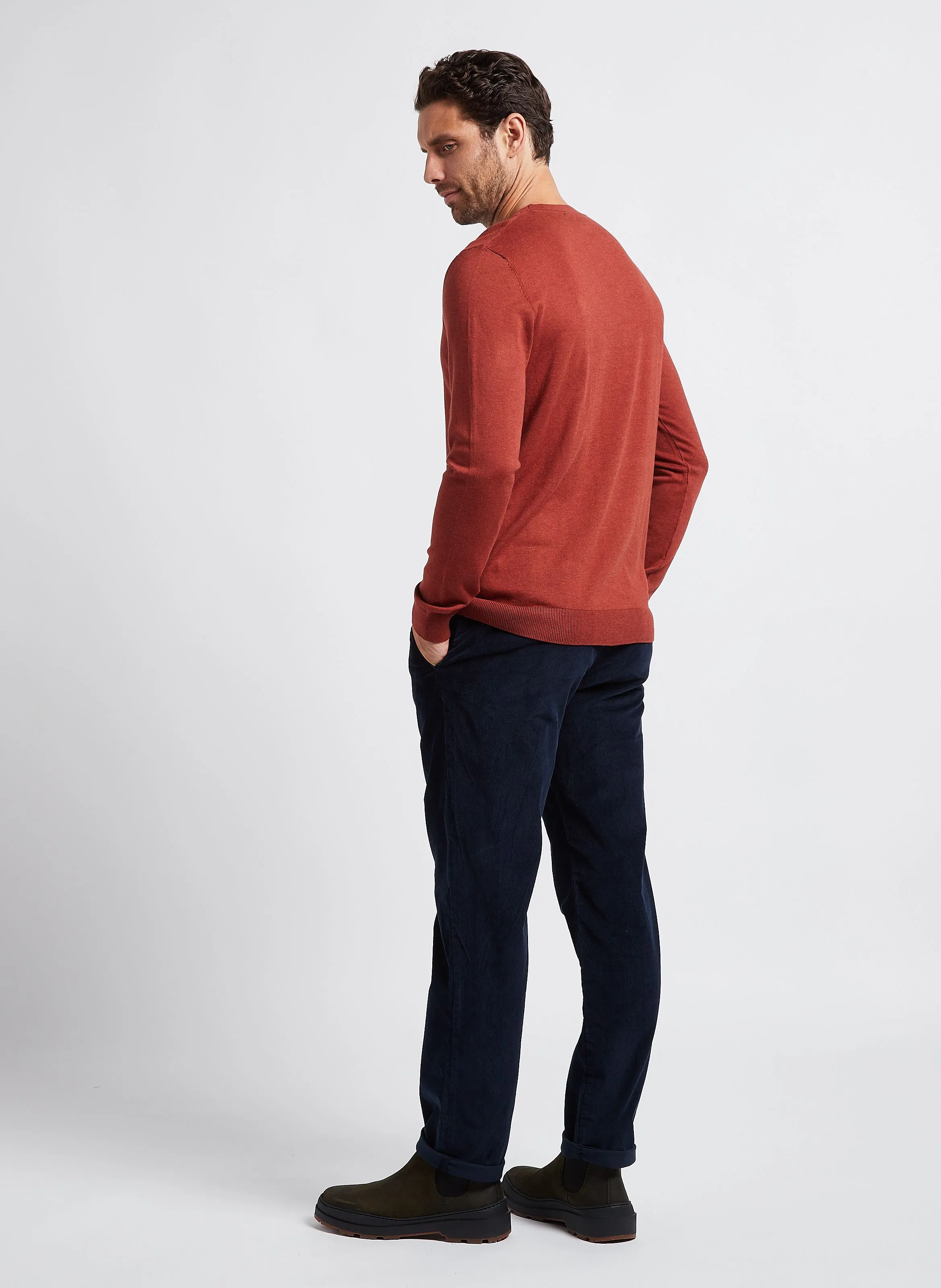 Pantalón recto de terciopelo de mezcla de algodón orgánico en azul