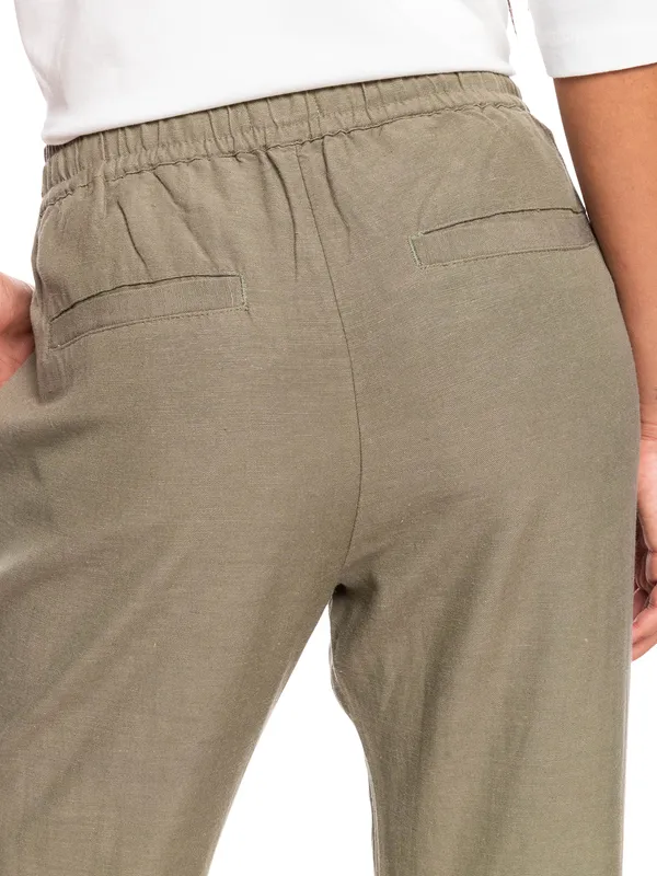 Pantalón ROXY de lino para Mujer On The Seashore SEA SPRAY (glw0) Ref. ERJNP03294 verde