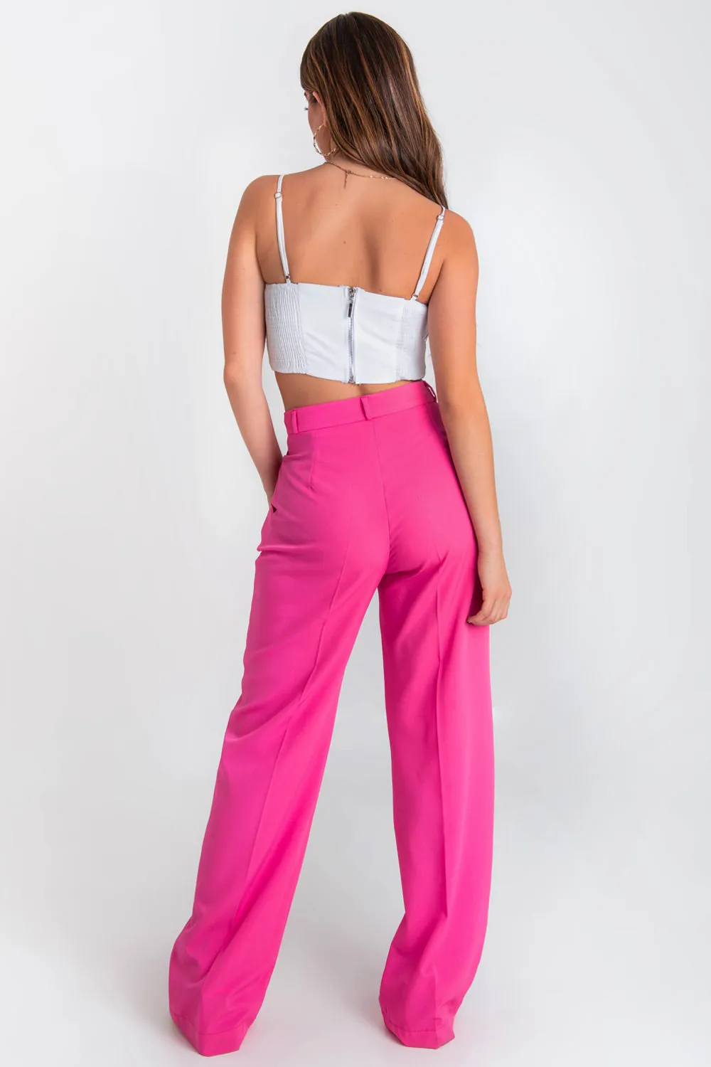 Pantalón wide leg con pinzas tiro alto