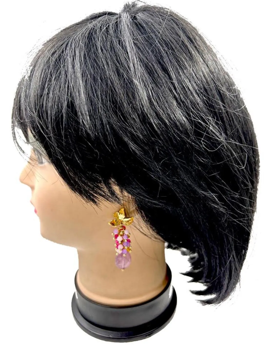 PENDIENTES LARGOS LILAS DE AGATAS PARA INVITADAS DE BAUTIZOS Y BODAS