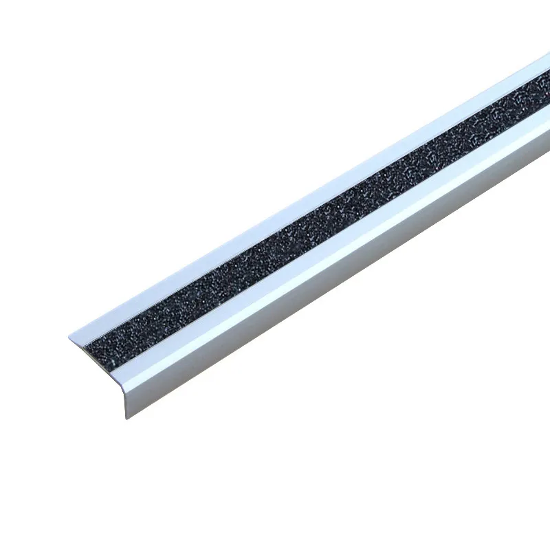 Perfil de borde para peldaño antideslizante, aluminio m2, GlitterGrip, negro, ancho 610 mm, adhesivo