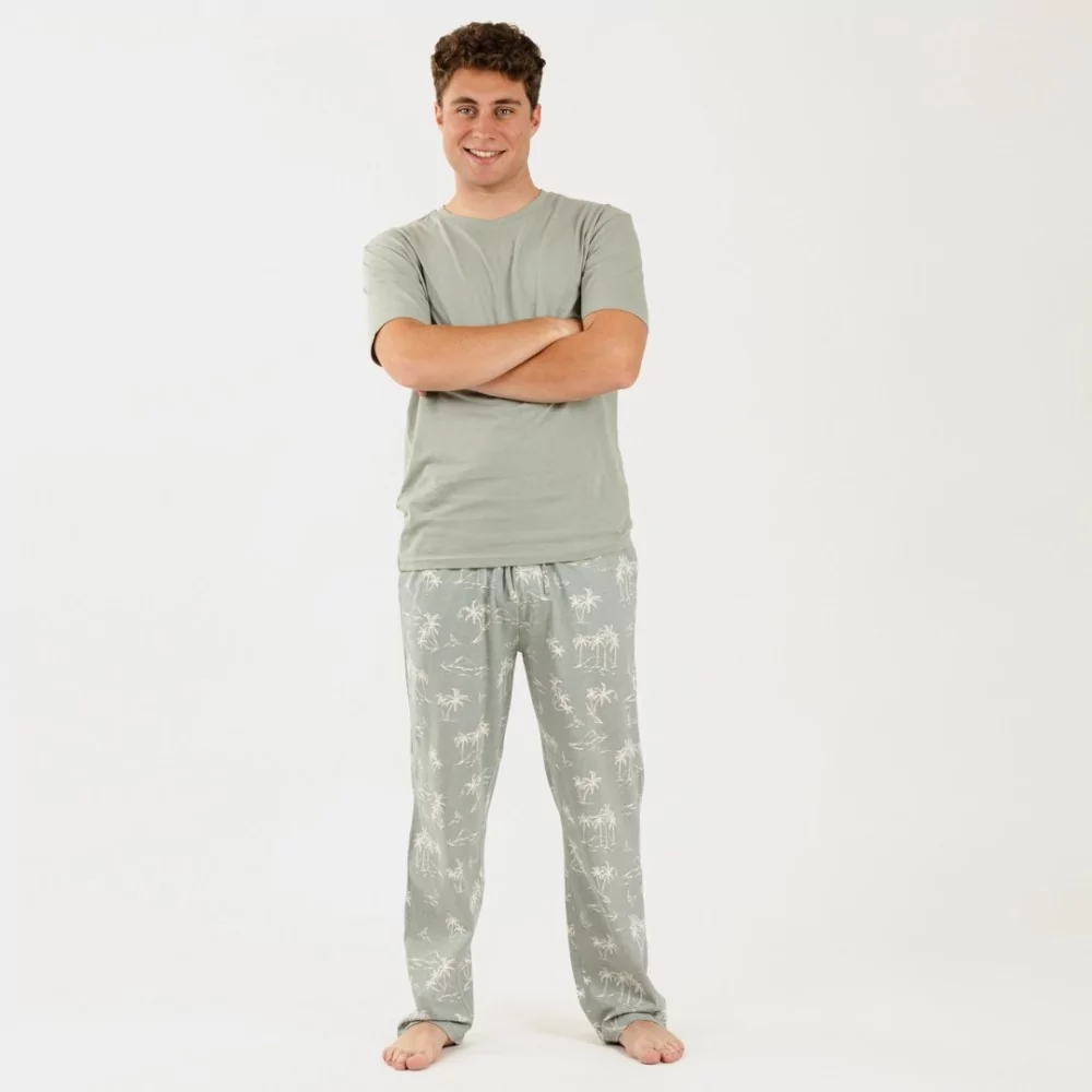 Pijama hombre manga corta Peter verde caceria