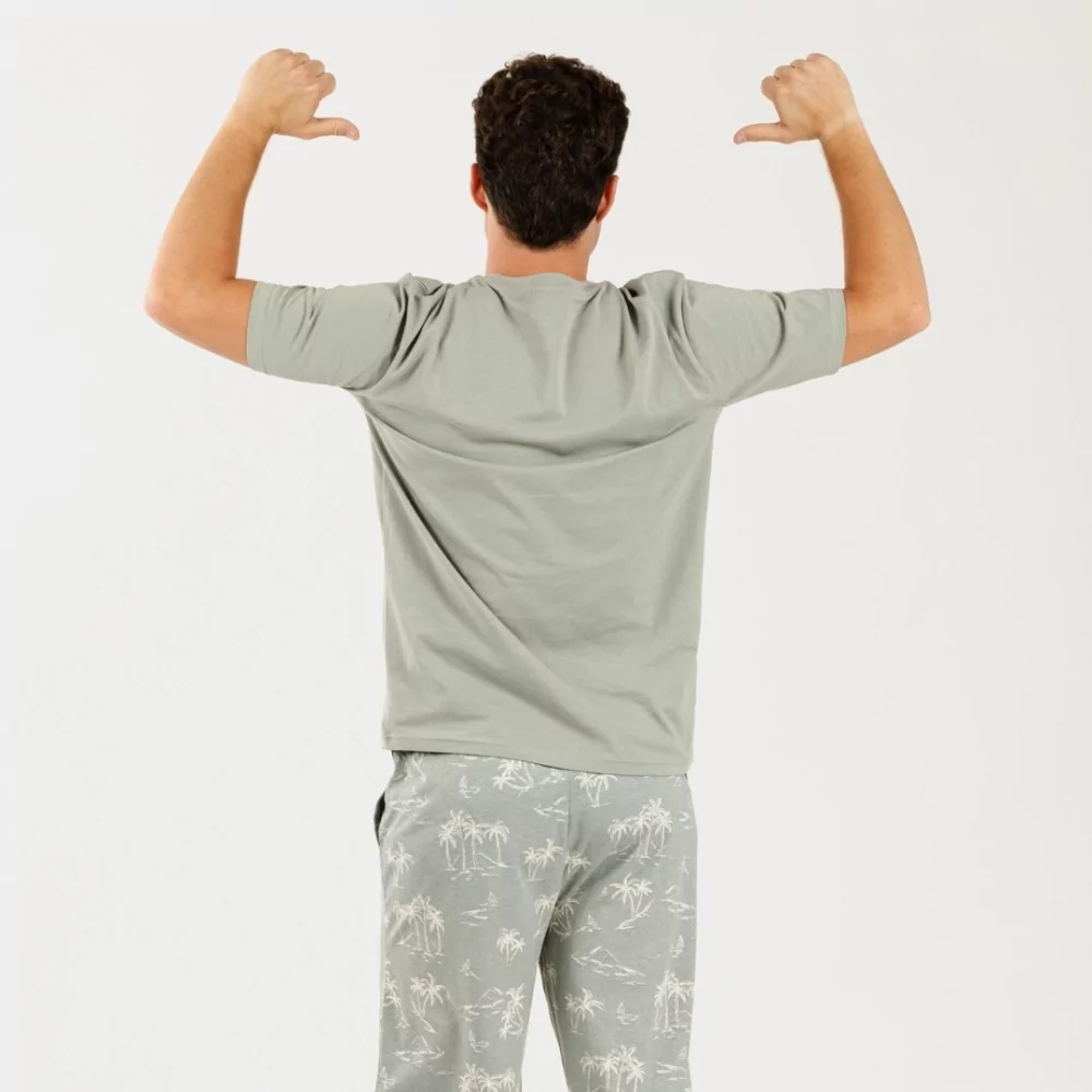 Pijama hombre manga corta Peter verde caceria