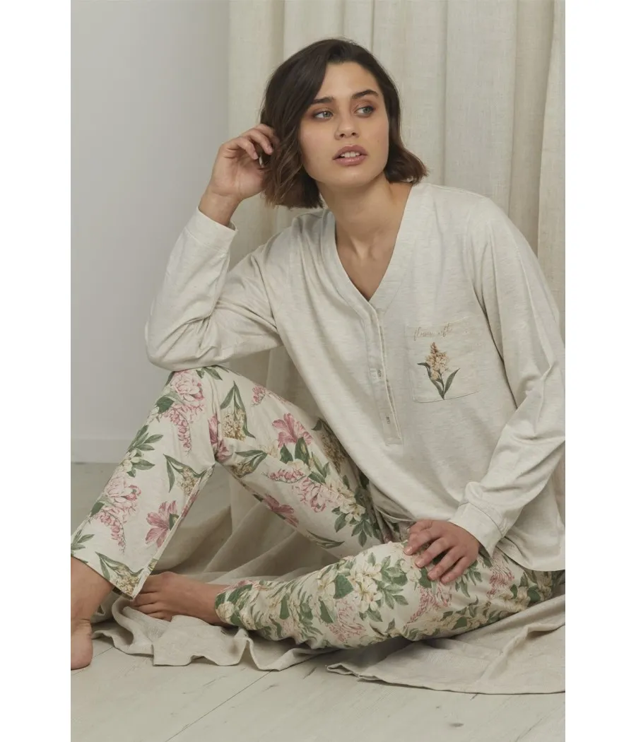 Pijama tapeta Flower soft mujer Admas invierno crudo