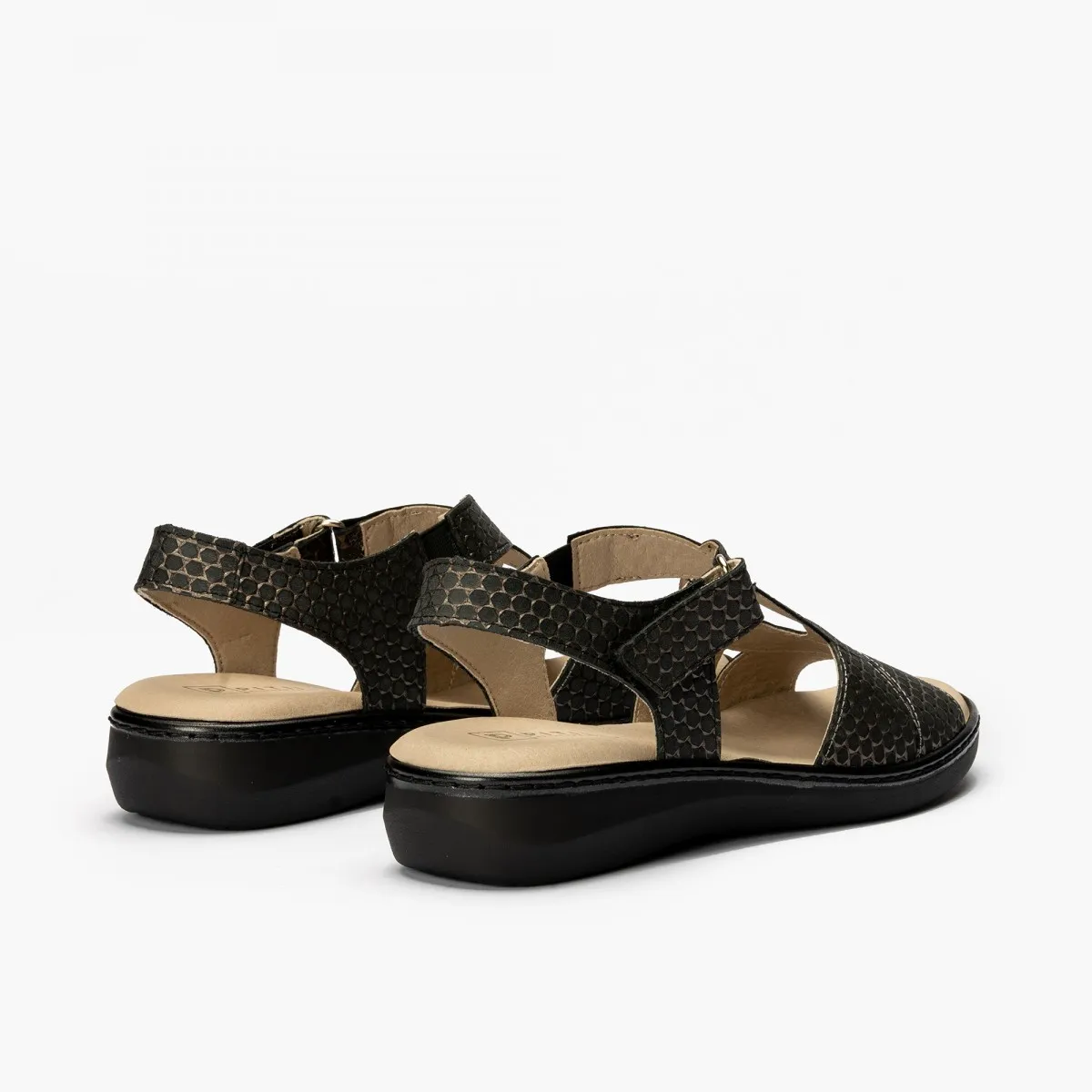 Pitillos sandalia ancho especial mujer negro 5001