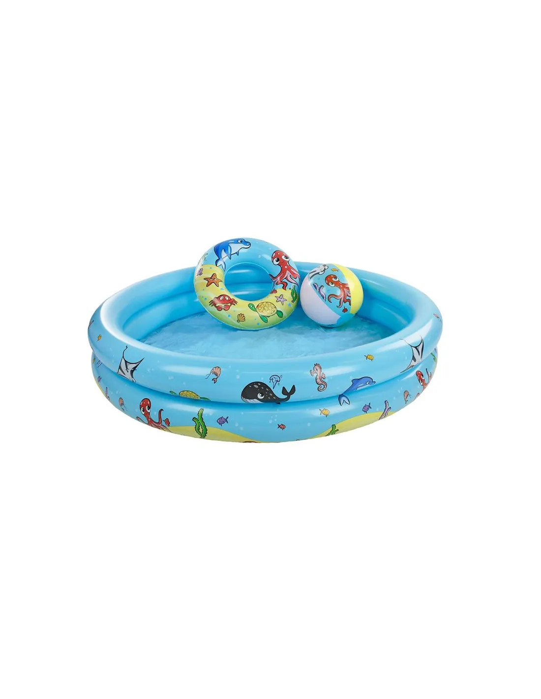 PLAYPOOLSET  BABY POOL + BEACHBALL + SWIM RING 120 CM