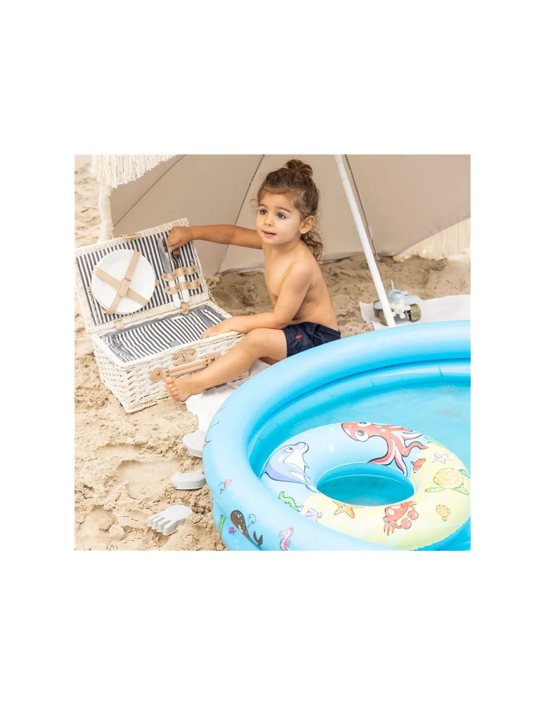 PLAYPOOLSET  BABY POOL + BEACHBALL + SWIM RING 120 CM