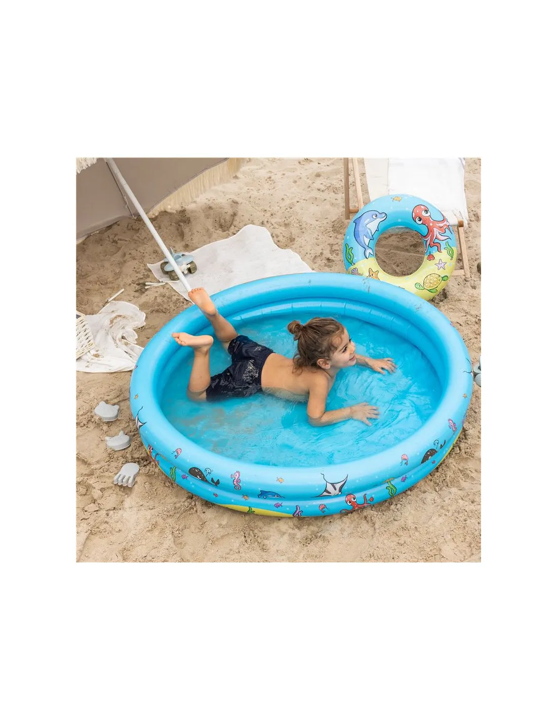 PLAYPOOLSET  BABY POOL + BEACHBALL + SWIM RING 120 CM