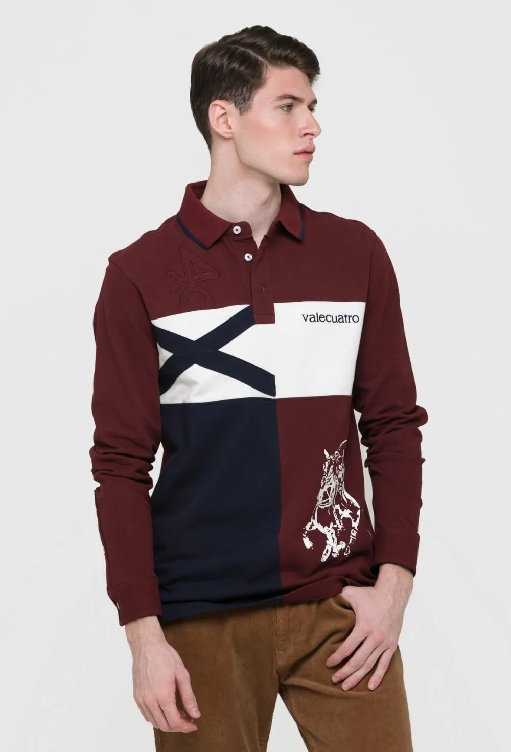 Polo manga larga modelo cruz granate