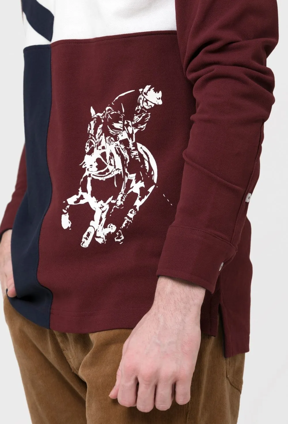 Polo manga larga modelo cruz granate