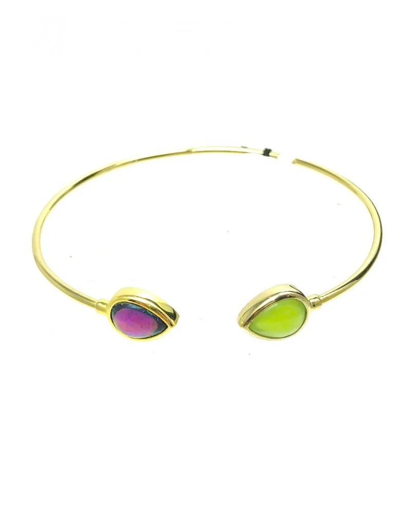 PULSERAS MUJER BAÑO ORO CON POMELATO VERDE Y MORADO