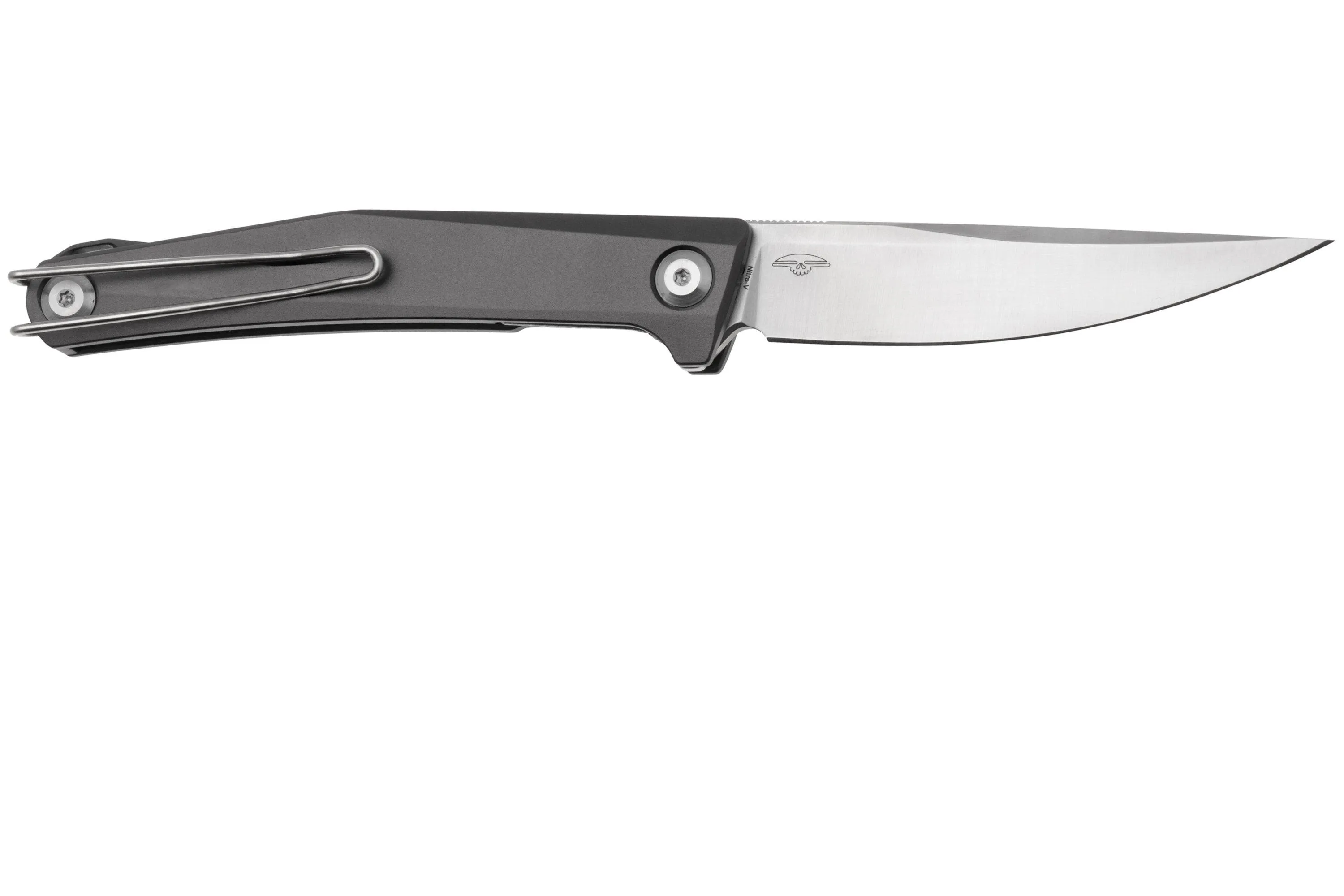 REAL STEEL TERES FLIPPER 7111GS NITROV SATIN, GREY ALUMINUM, NAVAJA, DISEñO POLTERGEIST