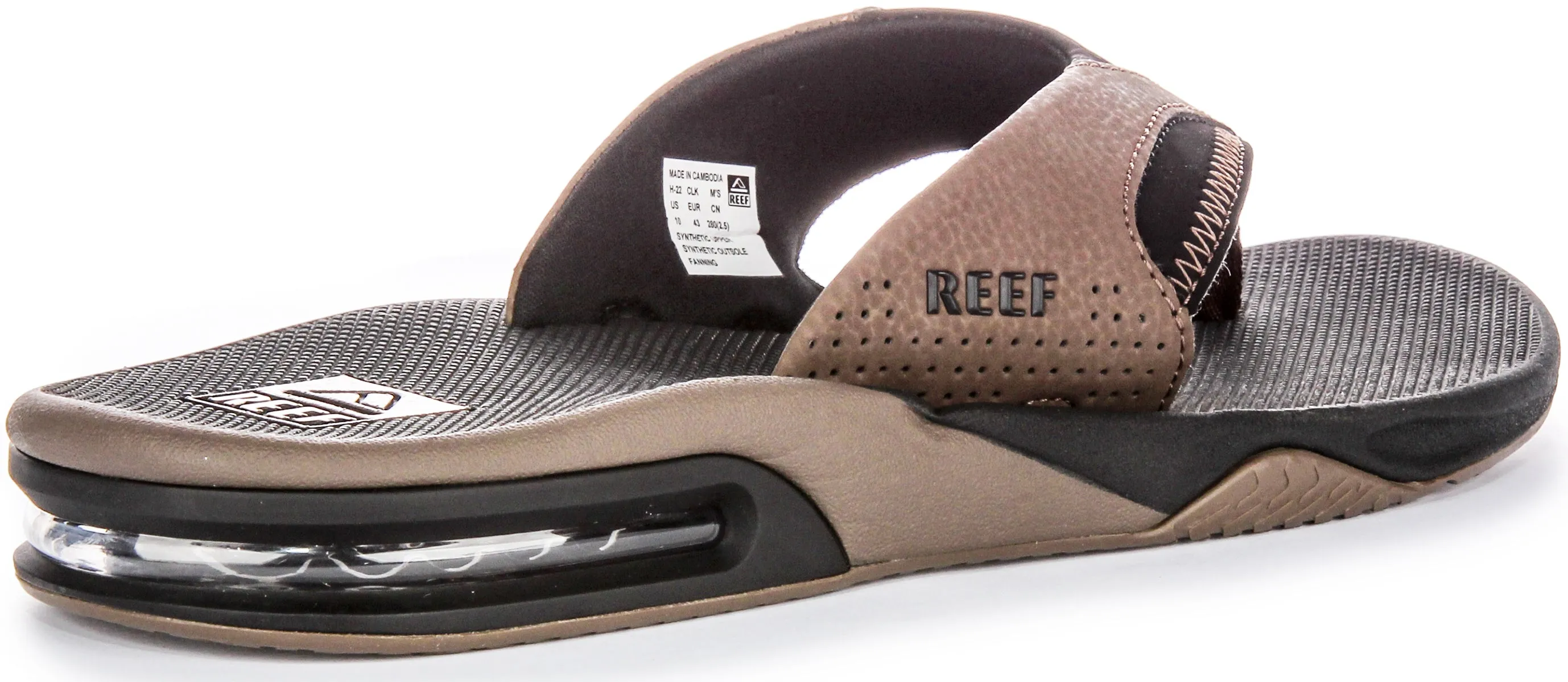 Reef M Fanning Bottle Opener Sandalias de cuero nobuck para hombre en color marrón negro