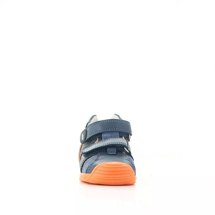 Sandalias abotinadas Biomecanics azules con detalles en naranja