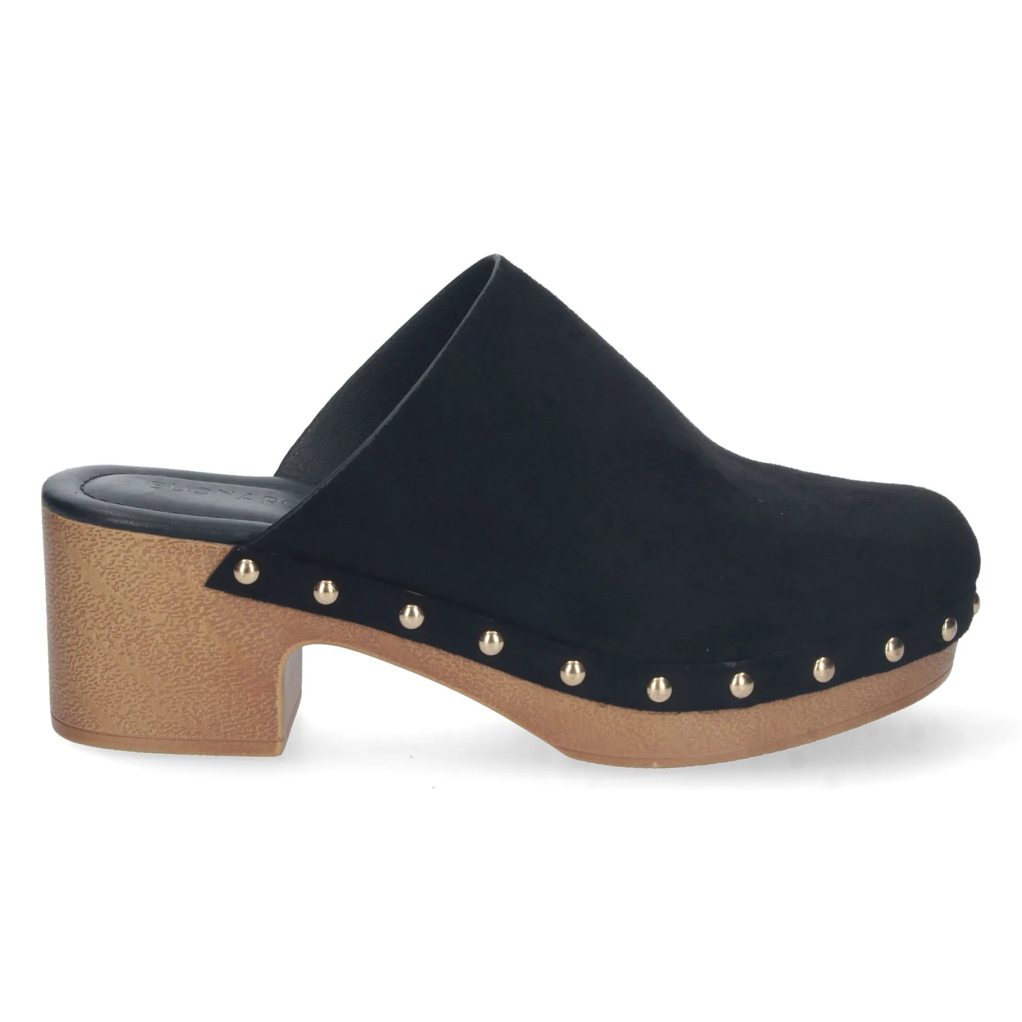 Sandalias de tacón zuecos pala cerrada mujer color negro