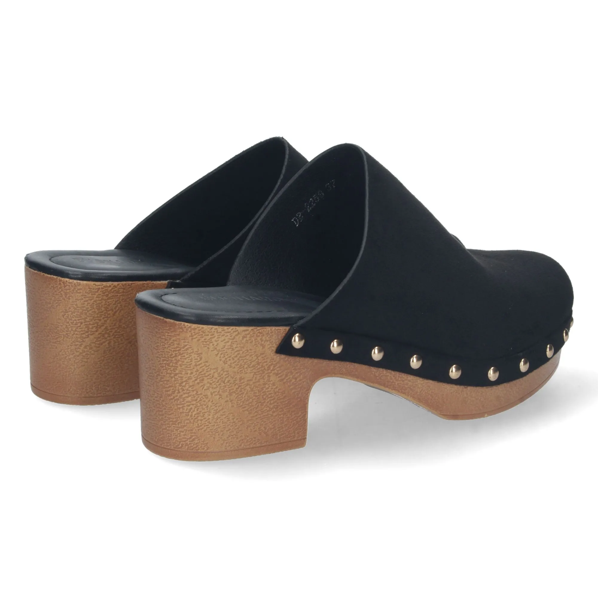 Sandalias de tacón zuecos pala cerrada mujer color negro