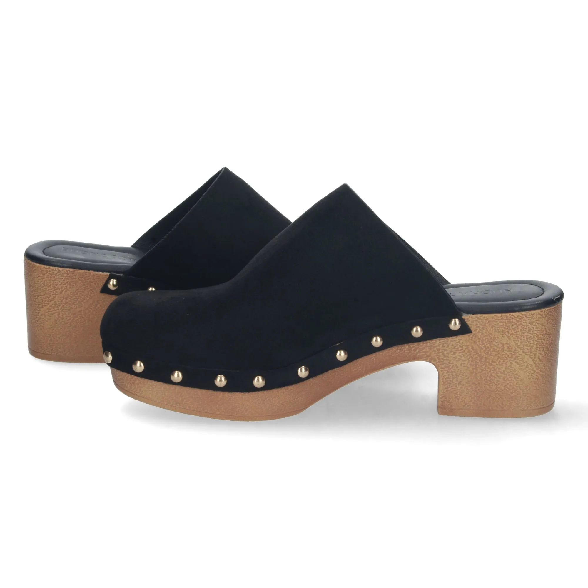 Sandalias de tacón zuecos pala cerrada mujer color negro