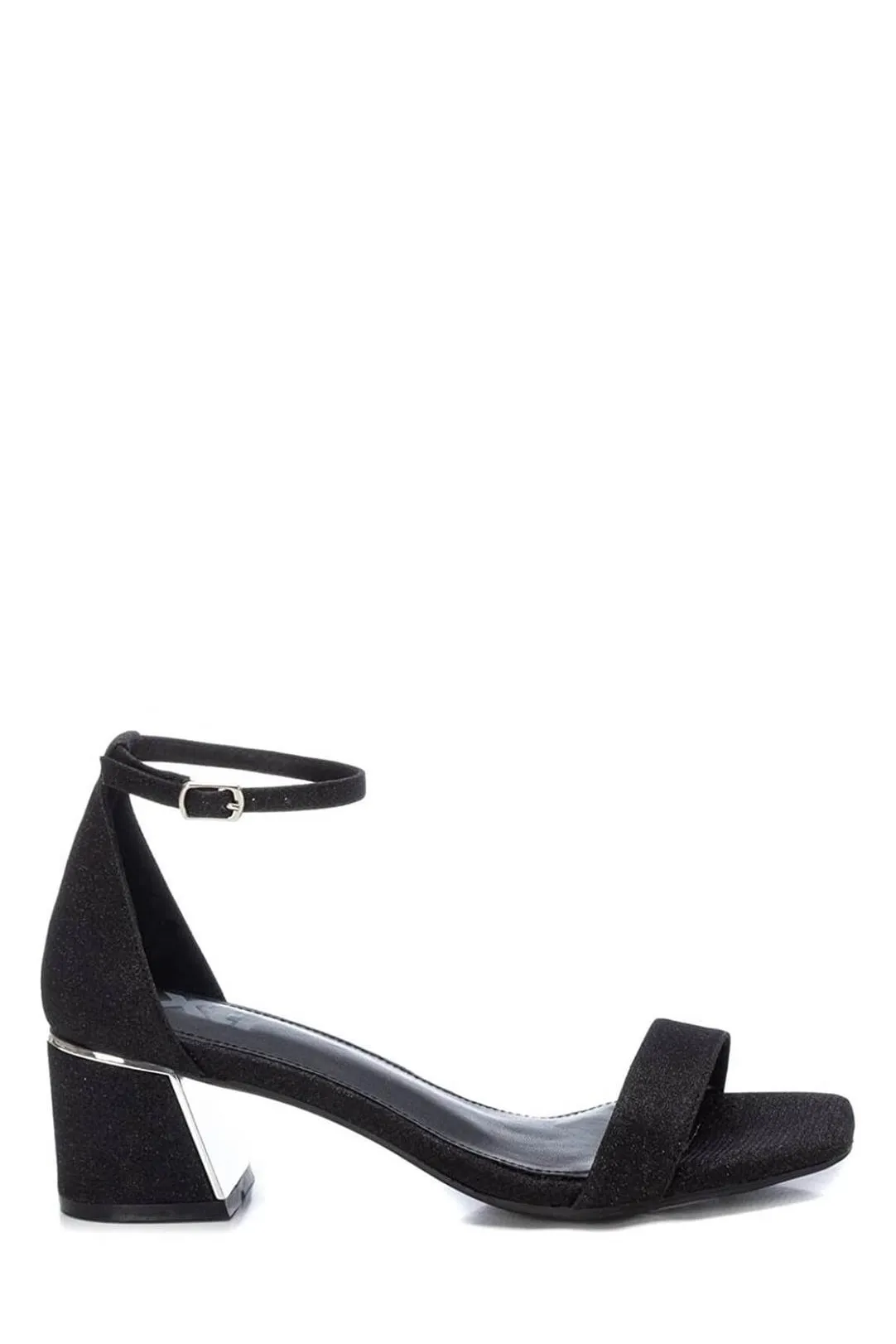 SANDALIAS GLITTER CON TACON NEGRO