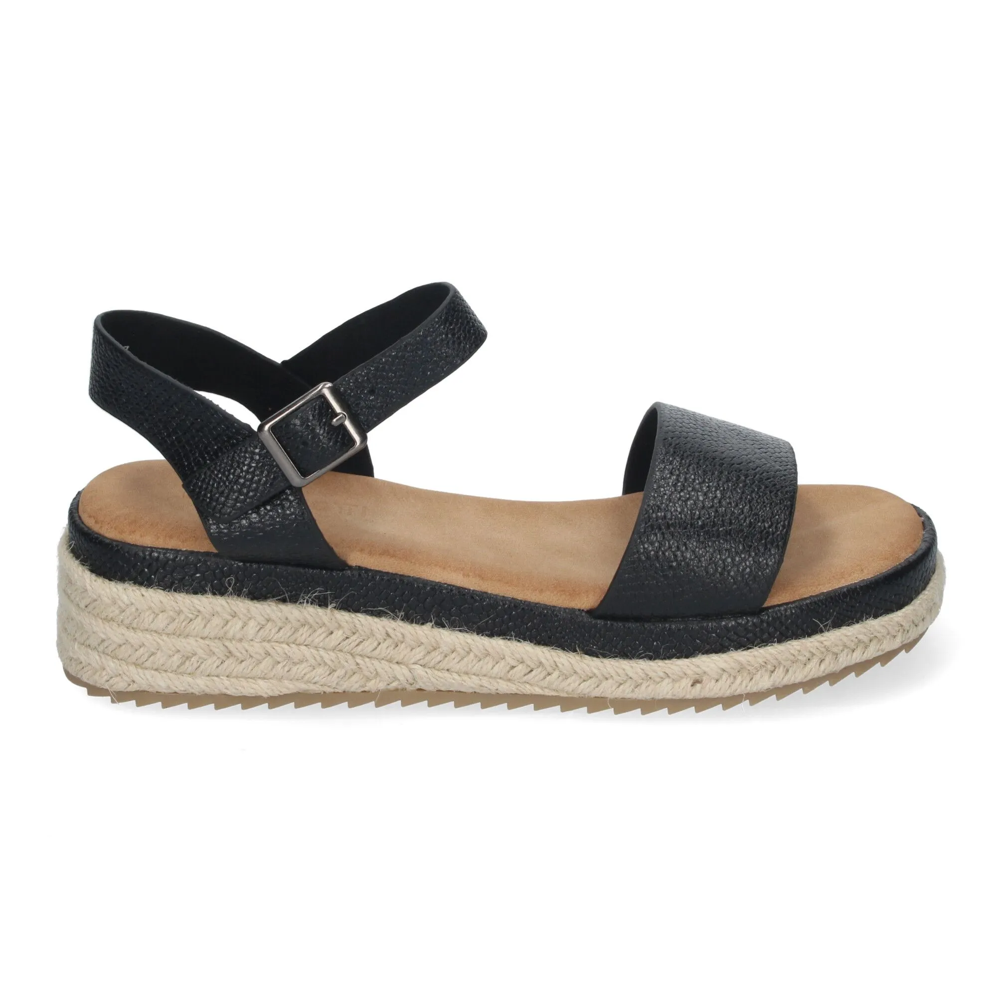 SANDALIAS PLANAS EN YUTE PARA MUJER CóMODAS COLOR NEGRO CF3027