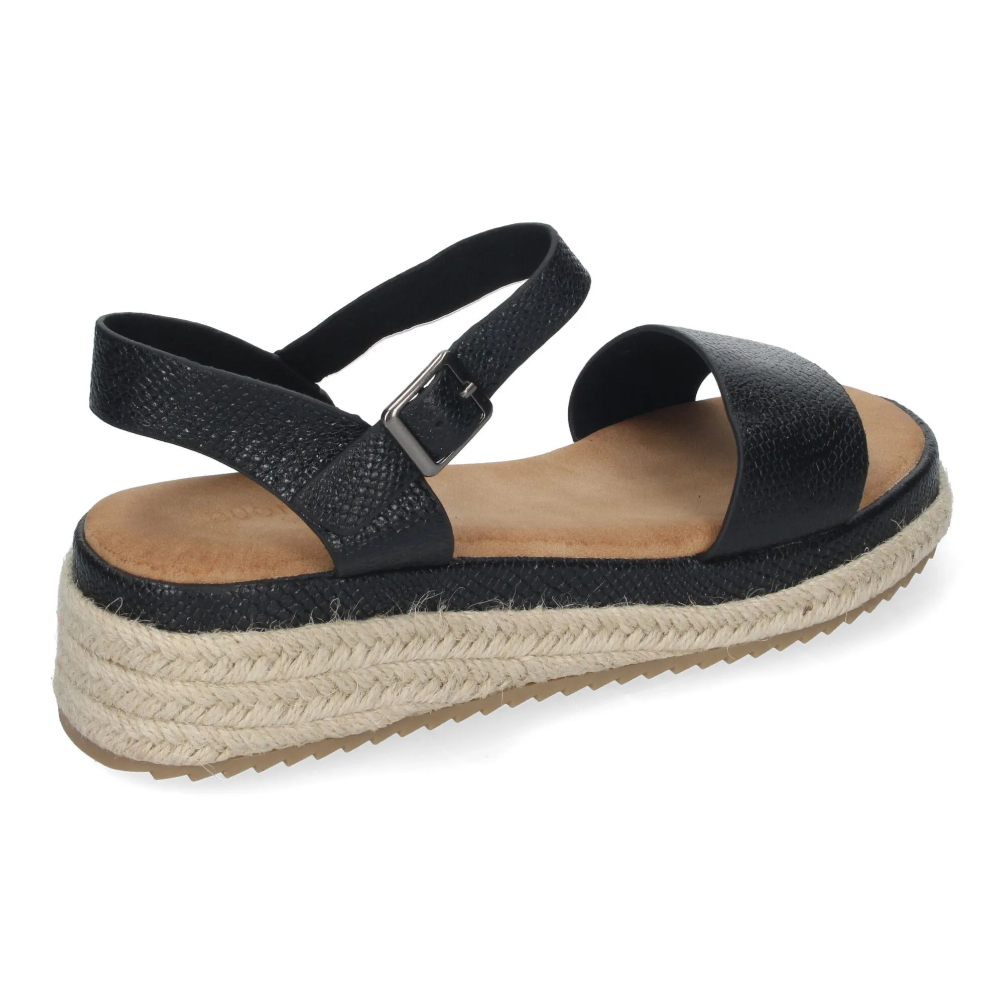 SANDALIAS PLANAS EN YUTE PARA MUJER CóMODAS COLOR NEGRO CF3027