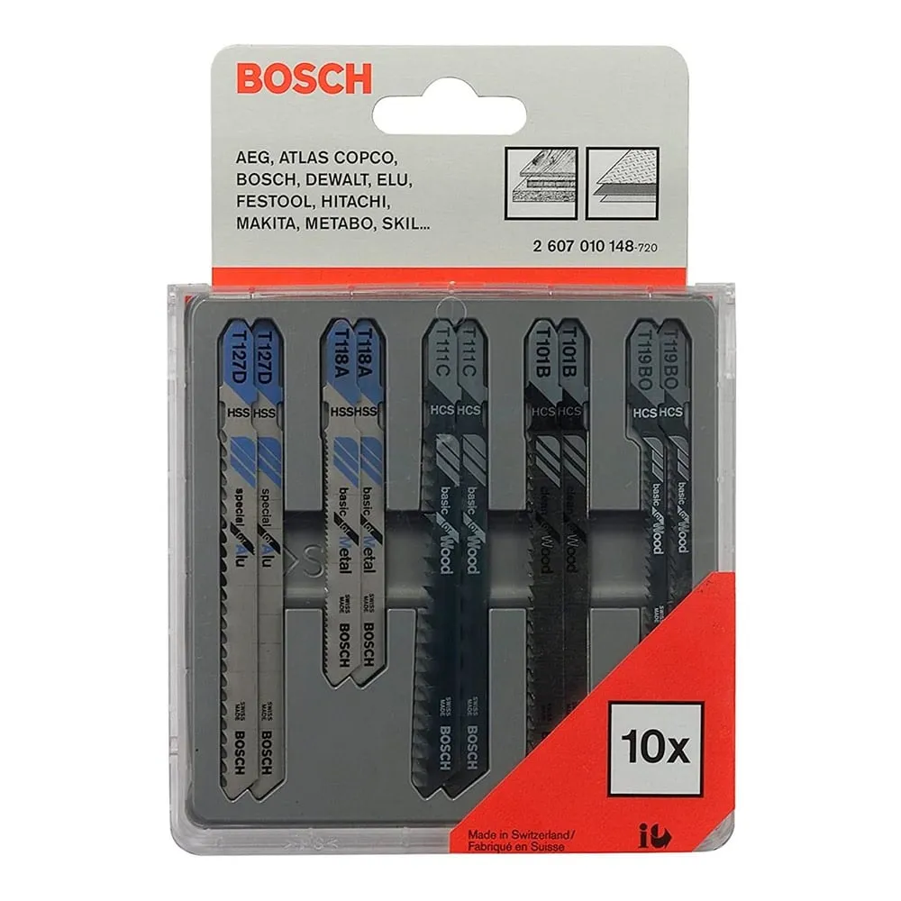 Set 10 Hojas Mixtas para Calar Madera Bosch HSS x4 y HCS x6