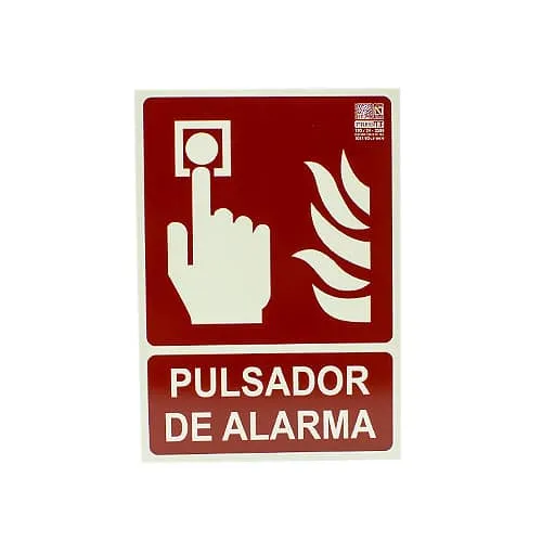 Señal Pulsador Alarma Homologada PVC 21x30cm  Rojo