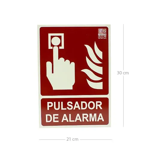 Señal Pulsador Alarma Homologada PVC 21x30cm  Rojo