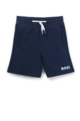 Shorts regular fit para niños en forro polar con logo estampado