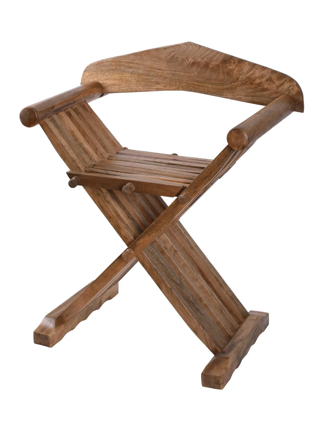 Silla medieval plegable Curul, en madera (70 cm.)