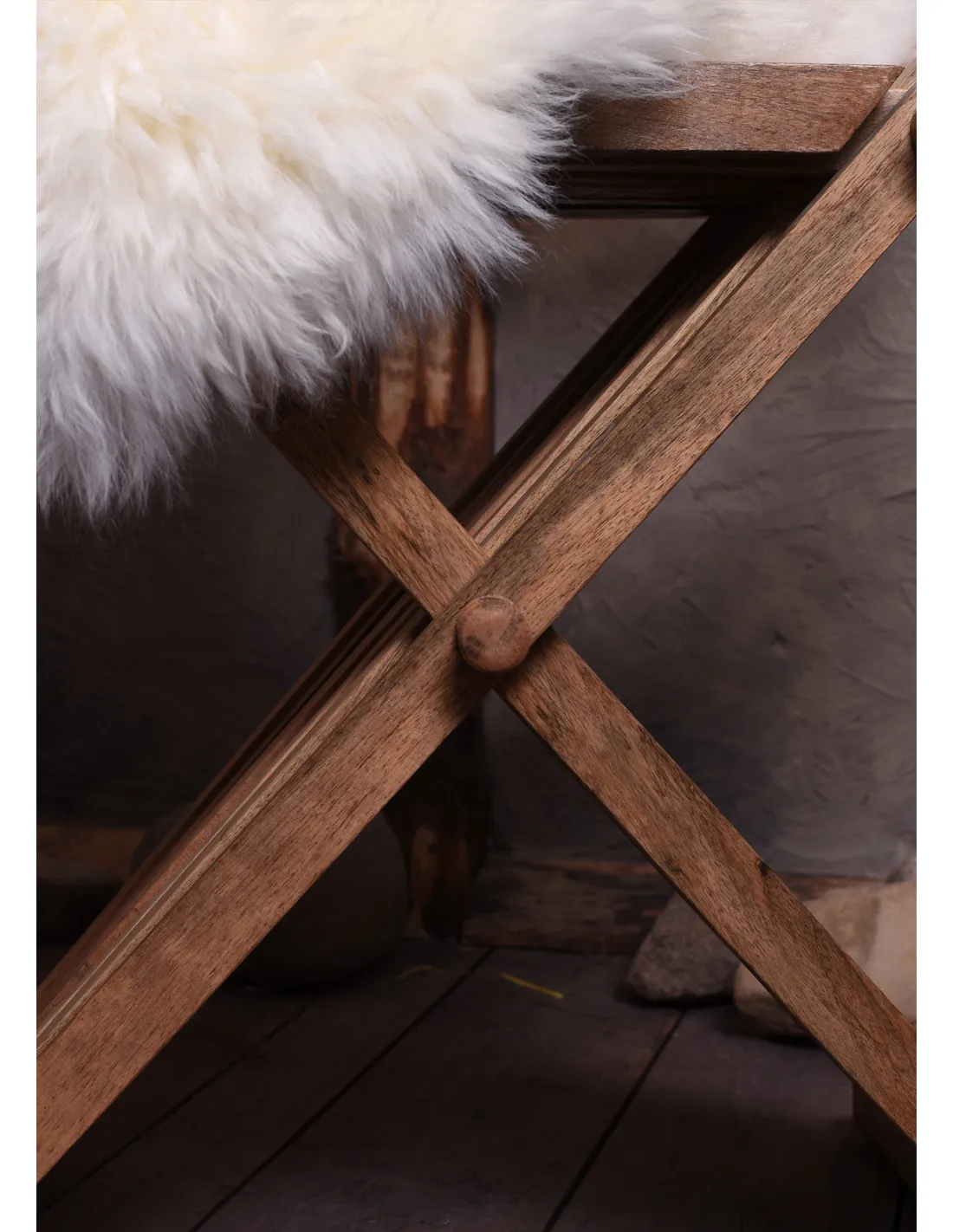 Silla medieval plegable Curul, en madera (70 cm.)
