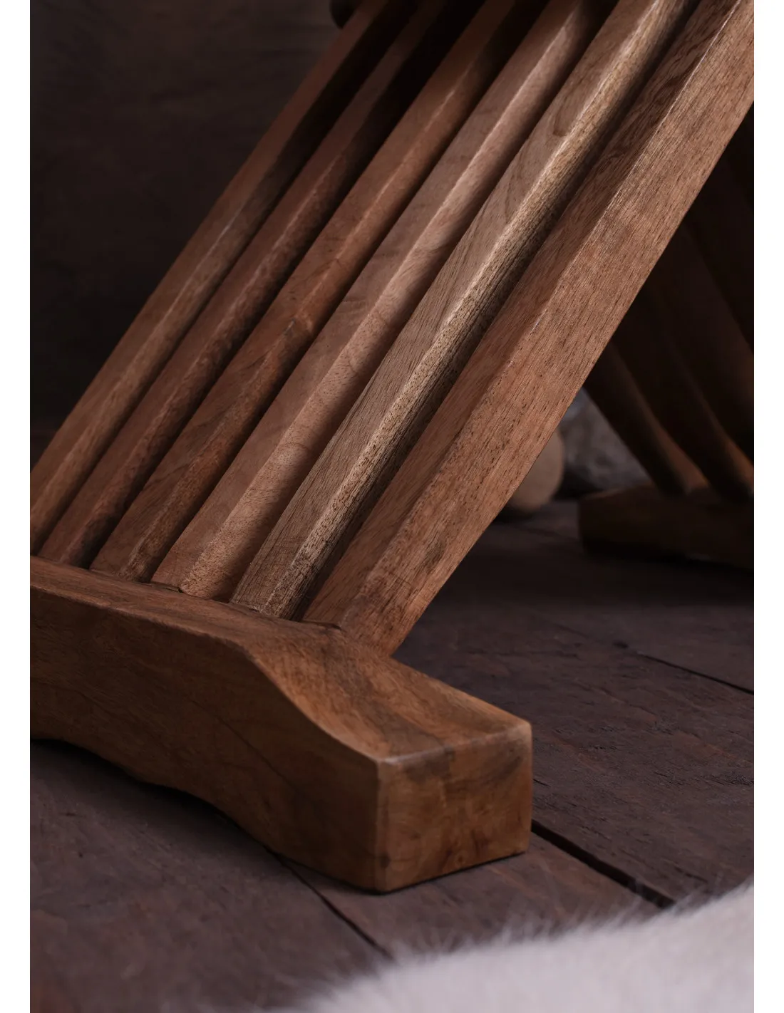 Silla medieval plegable Curul, en madera (70 cm.)