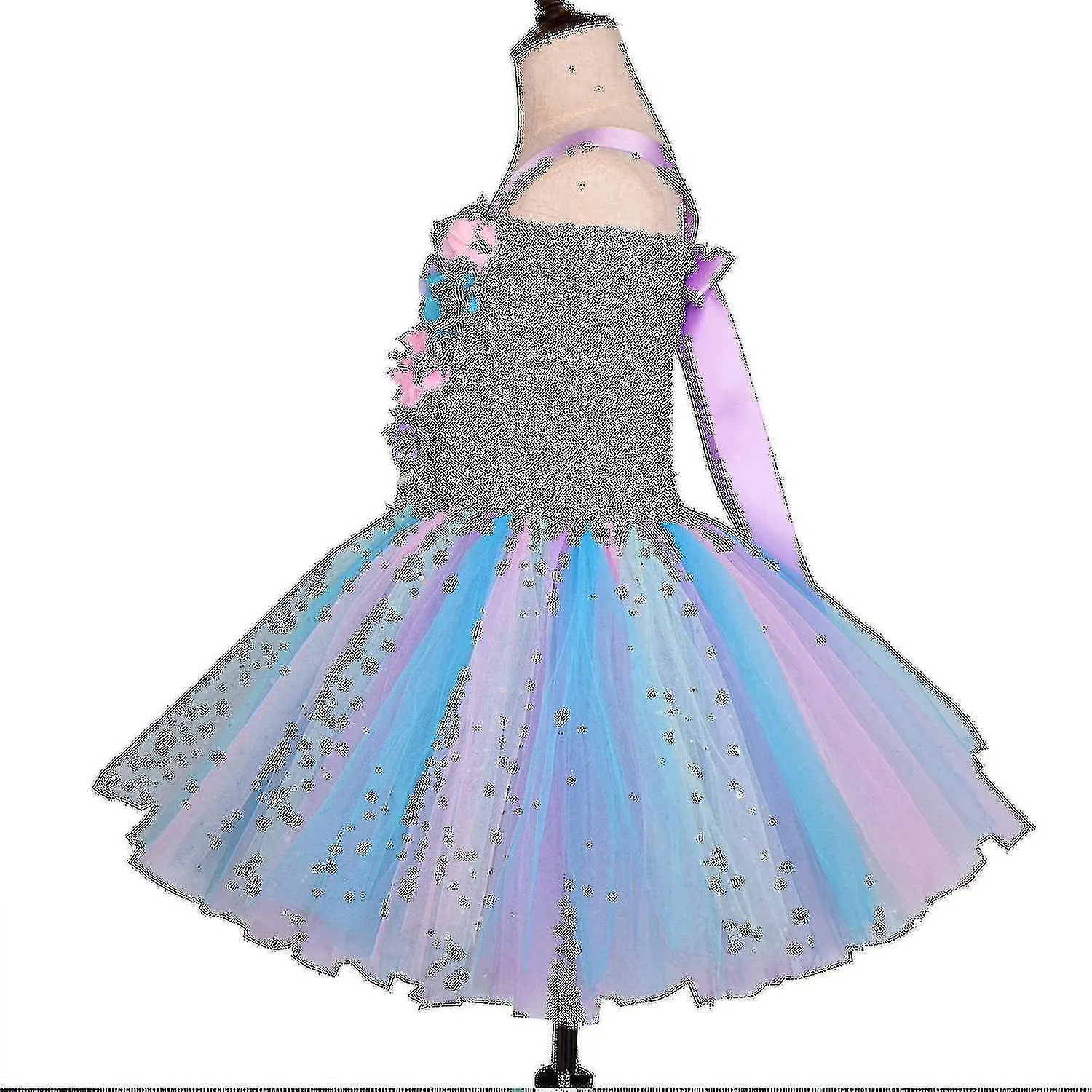 Sirena Ariel Vestido de princesa con corbata de pelo Ropa de niña Ropa de niño
