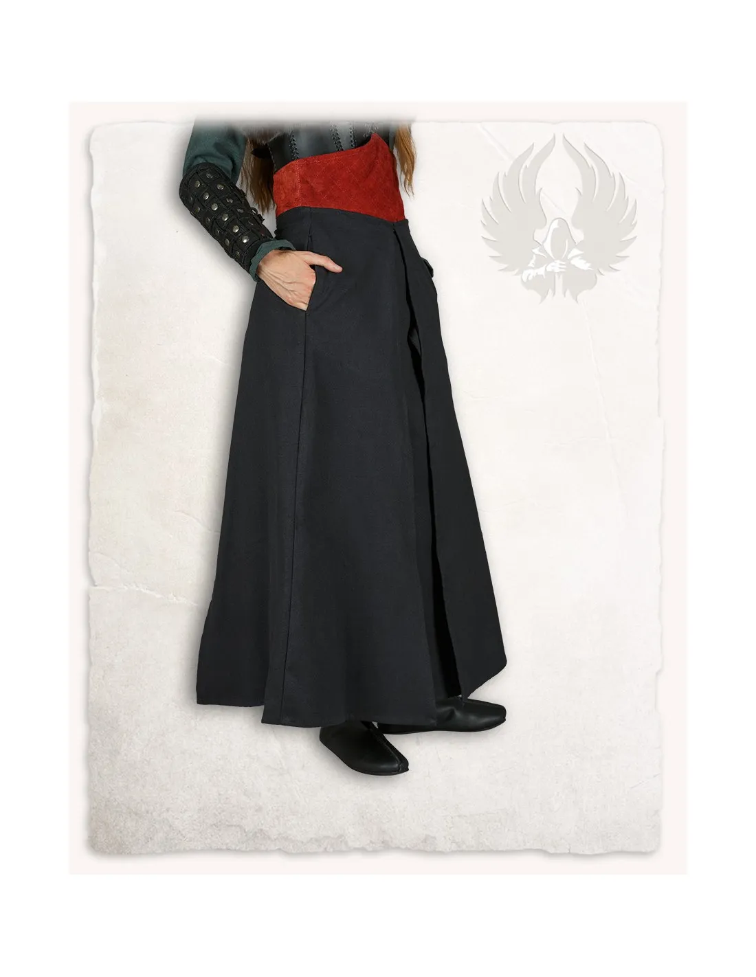SOBREFALDA MEDIEVAL MODELO BRIELLE  LONA NEGRO/BURDEOS
