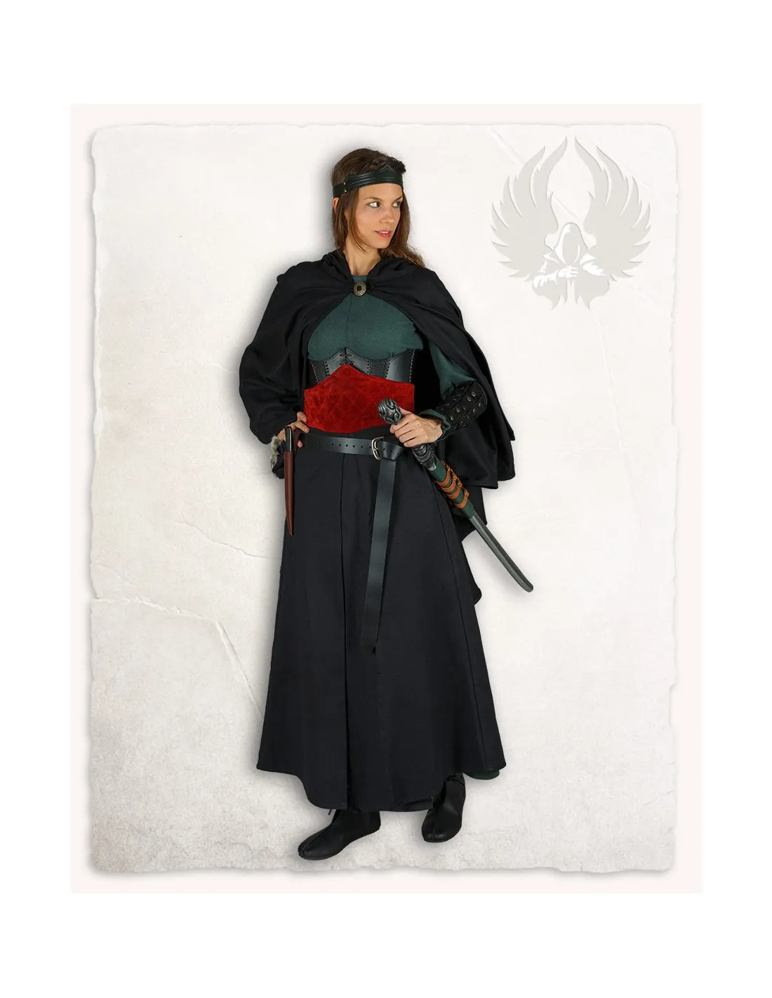 SOBREFALDA MEDIEVAL MODELO BRIELLE  LONA NEGRO/BURDEOS