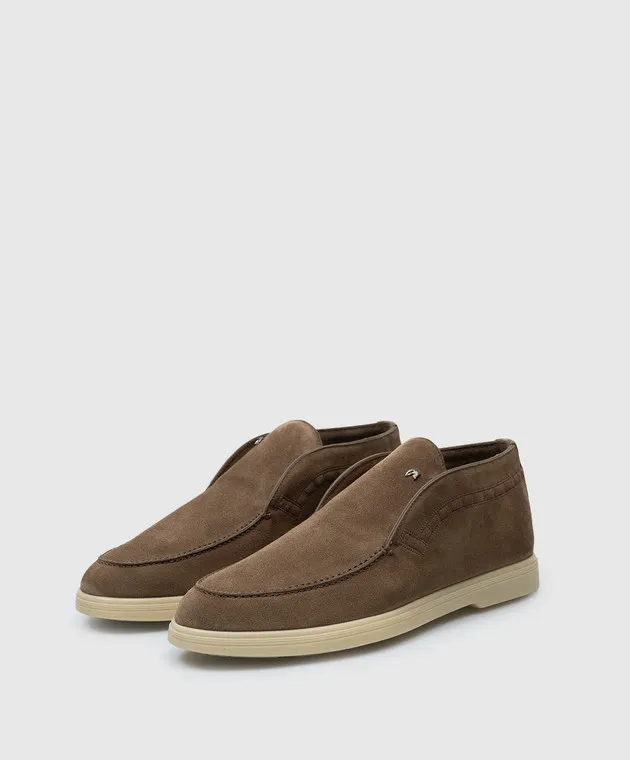 Stefano Ricci Brown suede deserts with logo