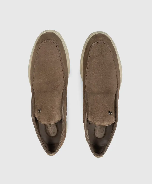 Stefano Ricci Brown suede deserts with logo
