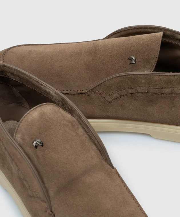 Stefano Ricci Brown suede deserts with logo