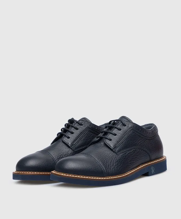 Stefano Ricci Children's blue leather derbies