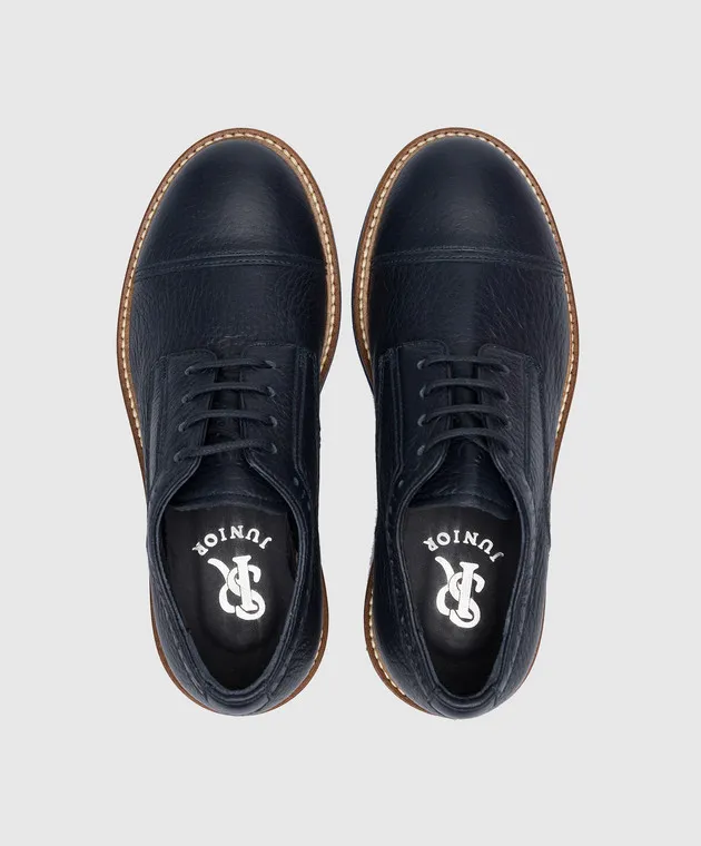 Stefano Ricci Children's blue leather derbies