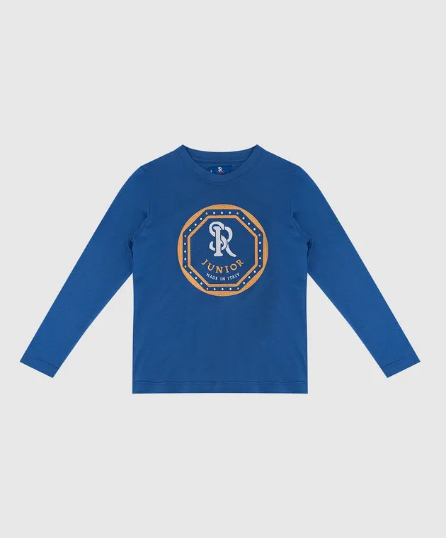 Stefano Ricci Children's blue longsleeve with emblem embroidery