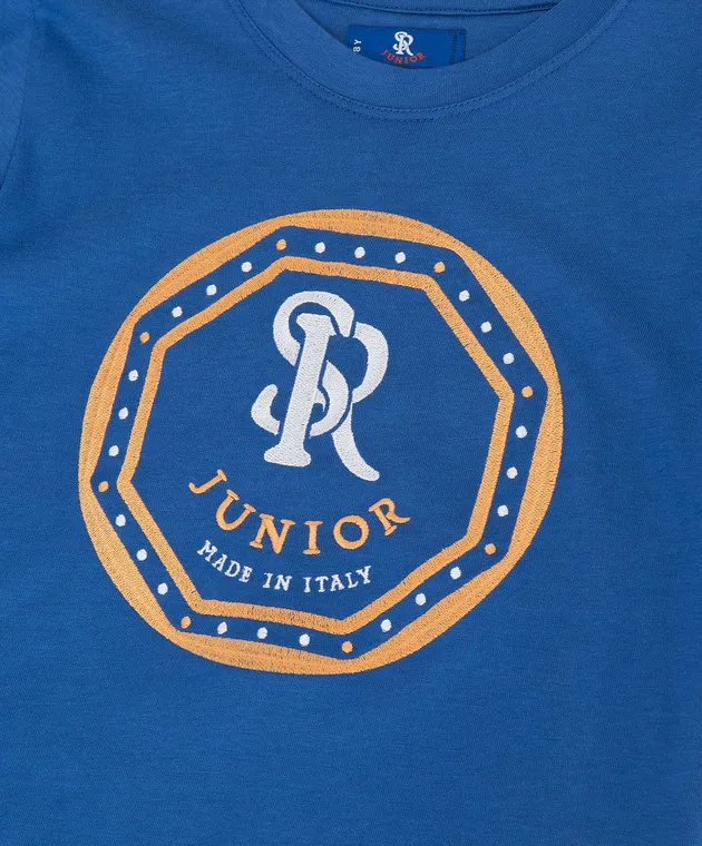 Stefano Ricci Children's blue longsleeve with emblem embroidery