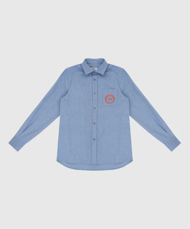 Stefano Ricci Children's light blue shirt with embroidery