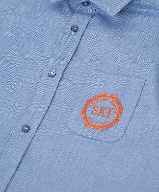 Stefano Ricci Children's light blue shirt with embroidery